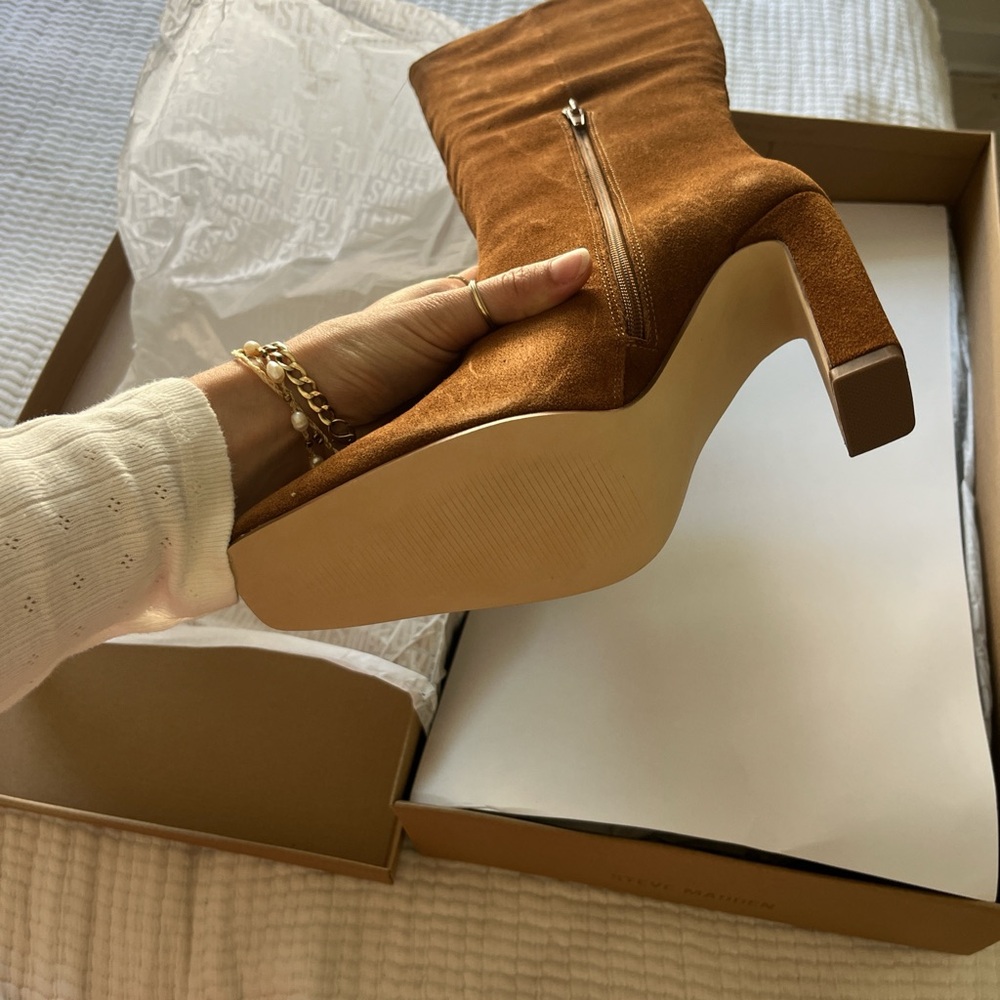 Brand new Cognac Suede Knee-High Boots - Picture 2 of 4